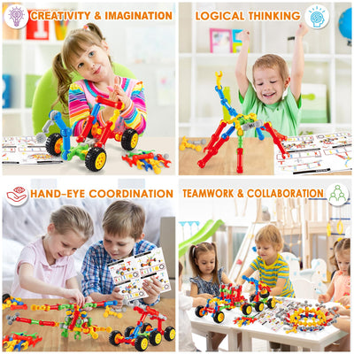 MOONTOY 110 Teile Konstruktionsspielzeug ab 3 4 5 6 7 8 9 + Jahre Jungen Mädchen Bauklötze Kinder Geschenke, STEM Bausteine Spielzeug Kreatives Lernspielzeug Pädagogisches Bauspielzeug Kinderspielzeug
