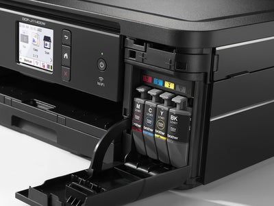 Brother DCP-J1140DW 3-in-1 Farbtintenstrahl-Multifunktionsgerät (Drucker, Scanner, Kopierer), Schwarz, 400 x 151 x 343 mm