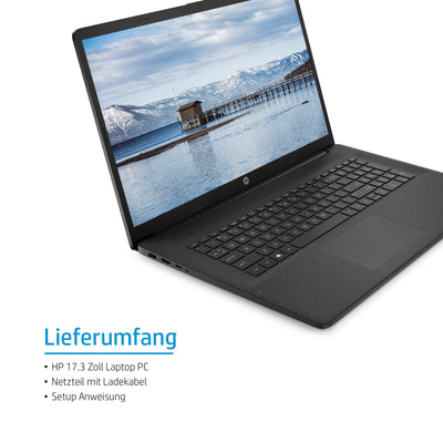 HP Laptop 17,3 Zoll HD+ Display, Intel Celeron N4120, 8GB DDR4 RAM, 256GB SSD, Intel UHD 600 Grafik, Windows 11, QWERTZ Tastatur, Schwarz