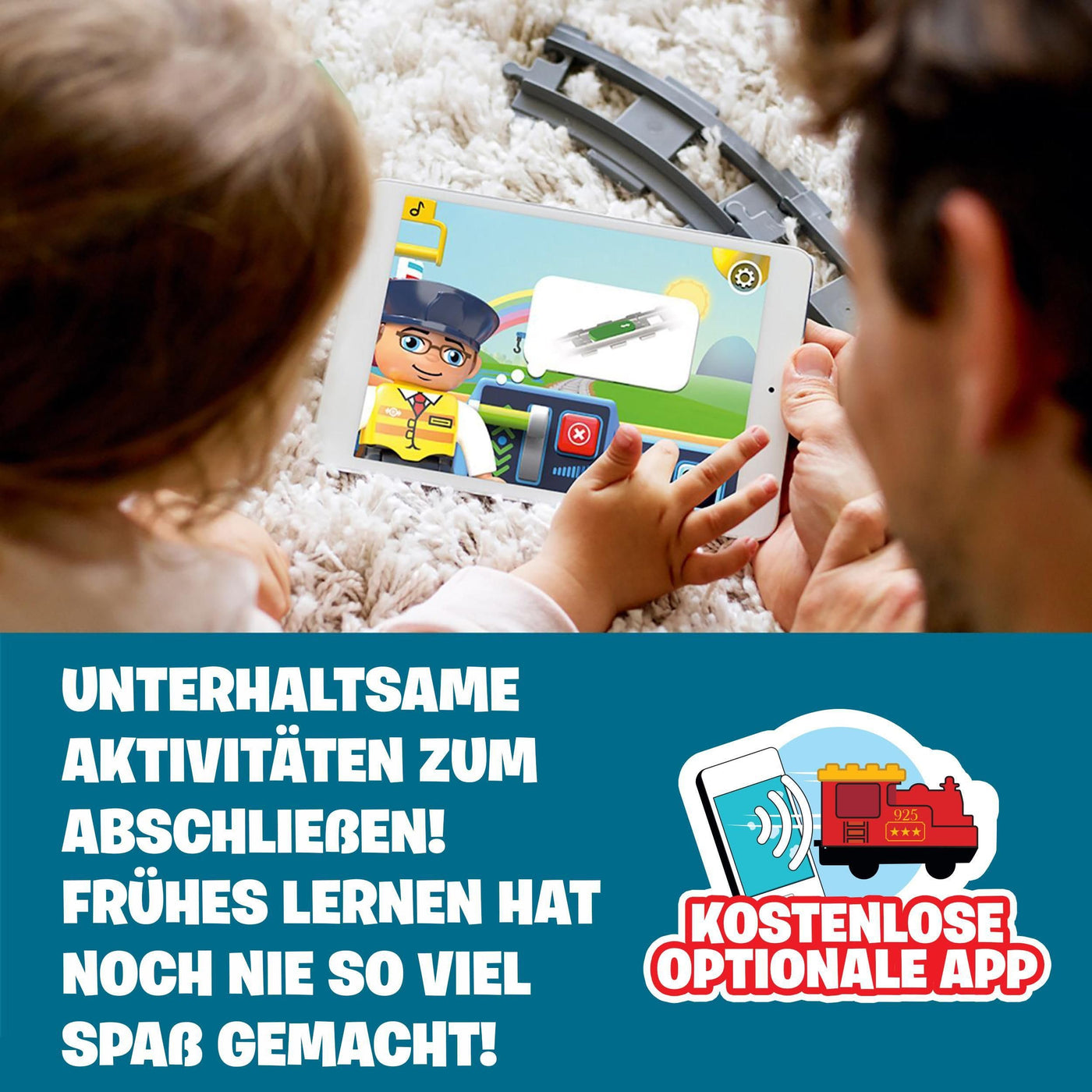 LEGO DUPLO Güterzug, „Push & Go“-Lok mit Lichtern und Geräuschen, Funktionssteinen und 2 Kranen, Spielzeug für Mädchen und Jungen ab 2 Jahren 10875