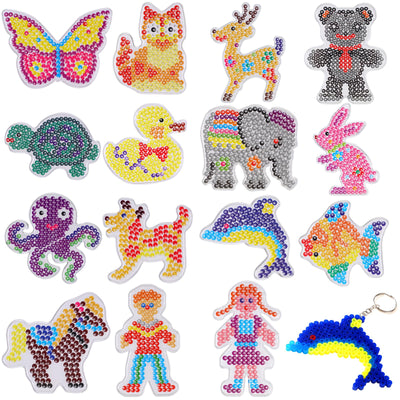 15 Stück Bügelperlen Platten, Vorlagen für Bügelperlen 5mm, TierSteckperlen Platten mit Bügelpapier Zubehör, Tier Muster Steckplatten für Kinder, Jungs, Mädchen DIY Handwerk