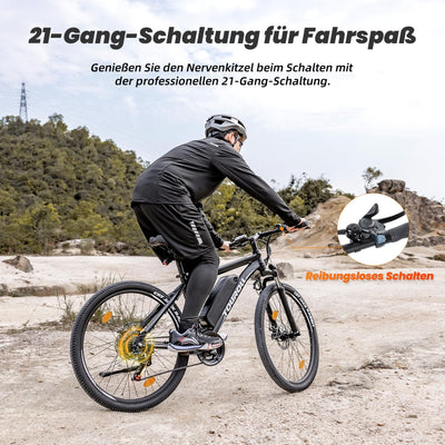 Touroll U1 E-Bikes, 26/29 Zoll E Bike Herren Damen mit Abnehmbarer 36V 13Ah Akku, 250W Motor MTB, E-Mountainbike mit 21 Gang, Elektrofahrrad Reichweite über 65KM, CST Off-Road-Reifen