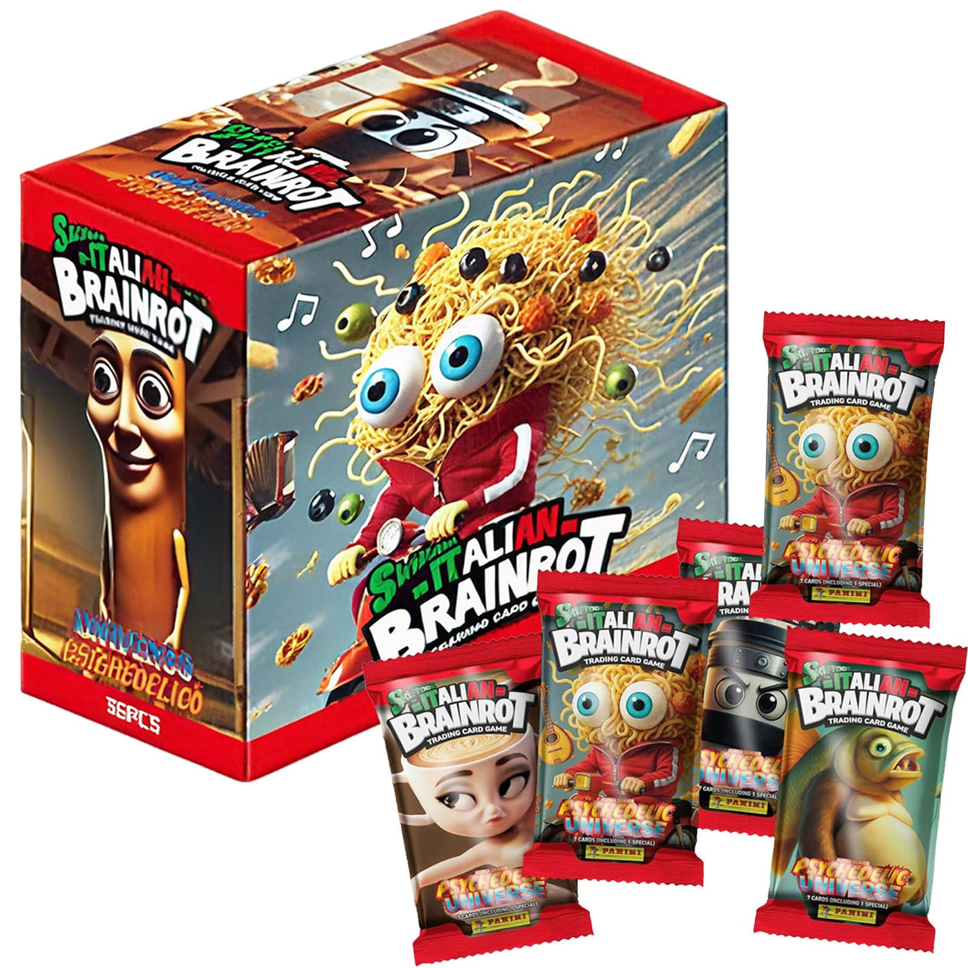 180 Stück Italian Brainrot Karten 24 Packs Brainrot Sammelalbum (Rot)