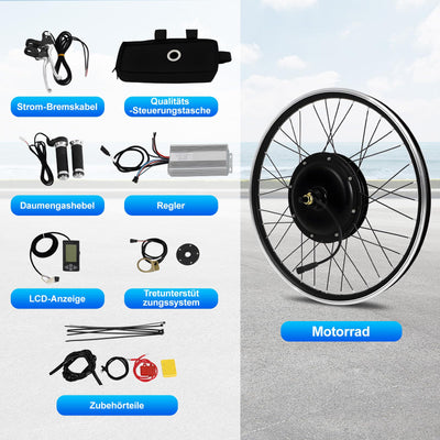 jiumxliu 26 Zoll 48V Ebike Umbausatz 1500W Elektrofahrrad Umbausatz Heckmotor Bürstenloser Getriebemotor Ebike Conversion Kit 31.05 km/h, 5-Stufen PAS, Tempomat, LCD-Display