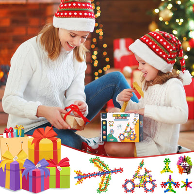 Ltteaoy 500 Stück Bausteine für Kinder mit Aufbewahrungstasche und Box, STEM Interlocking Blocks Vorschule Lernspielzeug Discs Sets, Umweltkreativität Kinderspielzeug für Jungen Mädchen ab 3 Jahren