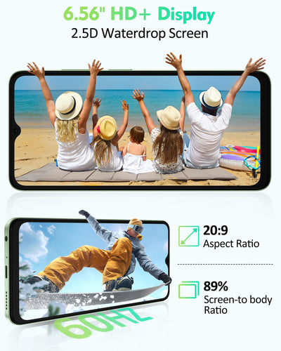 Ulefone Note 19 Handy Android 14, 6GB RAM+32GB ROM/SD-512GB, 6.56" HD+ Octa Core, 5000mAh Akku, 8MP+5MP Kamera Smartphone Ohne Vertrag DREI Kartenfächer Dual SIM 4G/Face ID/GPS/OTG/FM Schwarz