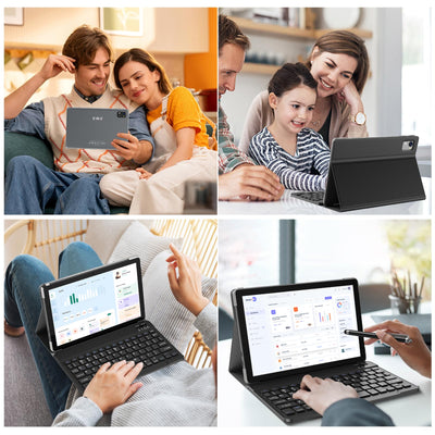 XGODY 10 Zoll Android 14 Tablet mit Tastatur 2,4G/5G WLAN 2,0 GHz | 12 GB RAM + 128 GB ROM (TF 1 TB) | FHD | 5+13 MP Kamera | 7000 mAh | Bluetooth 5.0,Tablet PC – Schwarz