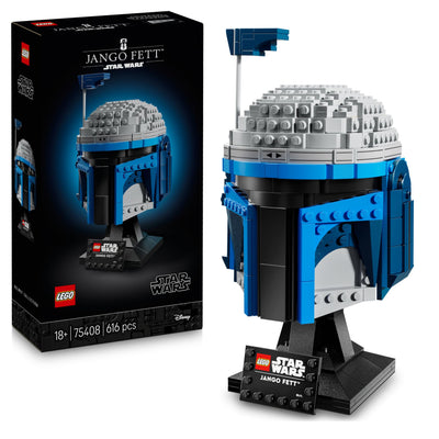 LEGO Star Wars 75408 Jango Fett Helm - Mandalorian Bauset für Erwachsene - Modell mit Ständer, Namensschild und Verstellbarer Antenne - Geschenk für Fans von Angriff der Klonkrieger