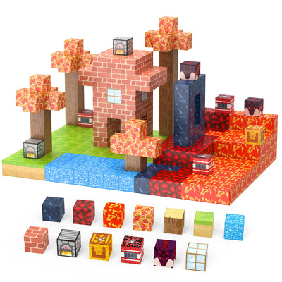 Magnetische Bausteine Blöcke 100 Teile Magnetische Fliesen Kleinkindspielzeug für Jungen und Mädchen ab 3 Jahren, Kreative Kinderspielzeug- Baue Mine Magnet Schwert Welt Magnetic Building Blocks