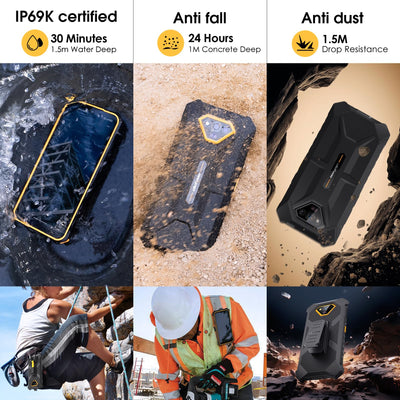 Ulefone Armor X13 Outdoor Smartphone 50MP+24MP Nachtsicht 12GB + 64GB/256GB SD, Octa Core 6320mAh 6,52'' Android 13 IP68 Handy ohne vertrag 4G Dual SIM Fingerabdruck ID NFC GPS-2 Jahre Garantie Orange