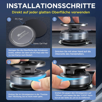 MSXTTLY Vakuum Magnetischer Handyhalterung Auto für Magsafe Autohalterung, 2025 Upgraded Vmag-S1 Handyhalterung Auto Magnet für Alle Handys, 360° Drehbar, Schwarz