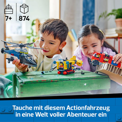 LEGO City Kombinationsset mit Hubschrauber, Löschauto und U-Boot und 3 Minifiguren - Baubare Spielzeug Fahrzeuge für Jungen und Mädchen ab 7 Jahren - Geschenk zum Geburtstag & für die Feiertage 60462