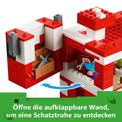 LEGO Minecraft Das Pilzkuh-Haus - Gaming Spielzeug mit Steve Figur, Mobs, einem Arbeitstisch und Einer Farm - Interaktives Spielset - Gaming Geschenk für Mädchen und Jungen ab 8 Jahren 21270