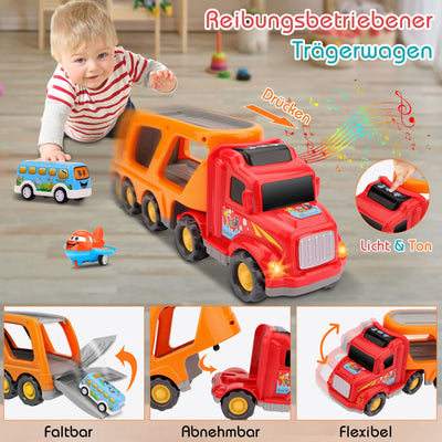 Kinderspielzeug Auto für Jungen: Kinderspielzeug für 1 2 3 4 5 6-jährige Jungen | Jungenspielzeug 5 in 1 Träger Spielzeug Trucks Kleinkind Spielzeug Alter 2-4 Weihnachten Geburtstag Kinder Geschenk