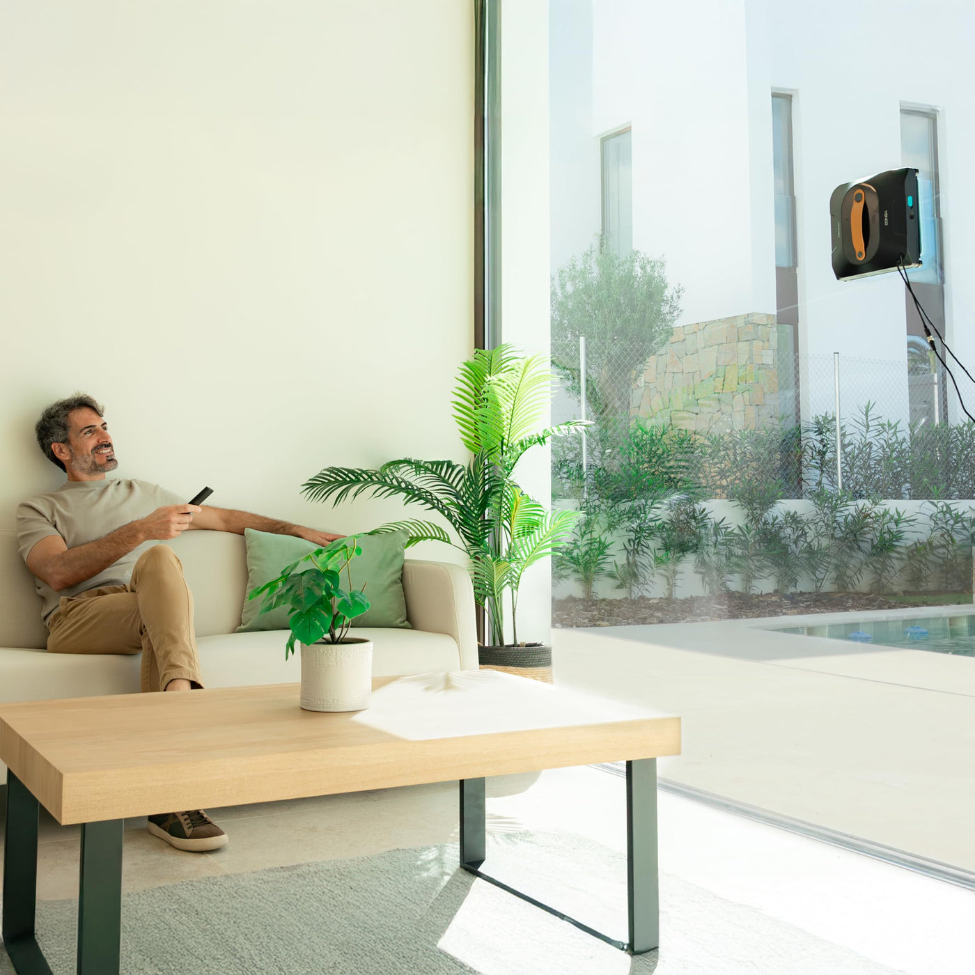 Cecotec Robot Fensterreiniger Conga Windroid 1390 Double Spray Connected 3in1; Sprüht, reinigt und trocknet, Doppelspray, APP, Fernbedienung, 8Modi, Aktionsradius 7,5m, Sicherheitskordel, Reinigungsse