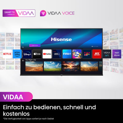 Hisense 43E7NQ 108 cm (43 Zoll) Fernseher, 4K UHD, QLED, HDR10, HDR10+ decoding, HLG, Dolby Vision Atmos, 60Hz Panel, Smooth Motion, Bluetooth, Alexa Built-in, VIDAA Voice, Schwarz [2024]