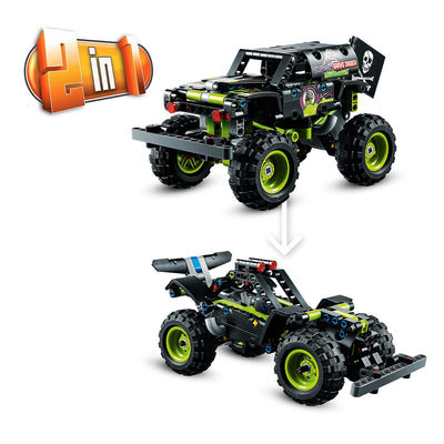 LEGO 42118 Technic Monster Jam Grave Digger Truck, Gelände-Buggy, 2in1 Auto-Set, Spielzeugauto mit Rückziehmotor, Geschenk für Kinder, Jungen und Mädchen ab 7 Jahren