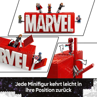 LEGO Marvel: Marvel Logo & Minifiguren - Sammlerstück inkl. Hulk, Thor, Iron Man, Black Widow und Captain America - Bauset mit Avengers Figuren - Geschenk für Jungen und Mädchen ab 12 Jahren 76313