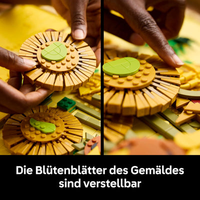 LEGO Art Vincent Van Gogh – Sonnenblumen - 3D-Blumengemälde mit beweglichen Blüten - Deko fürs Wohnzimmer oder Büro - Bausatz für Erwachsene - Kreative Geschenkidee für Männer & Frauen 31215