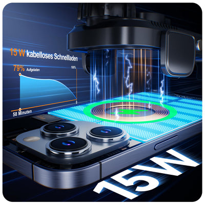 Auckly 15W Handyhalterung Auto mit Ladefunktion, [270° Automatische Klemmung],Qi Induktive Ladestation Auto Wireless Charger, Kfz Ladegerät für iPhone 12 13 14 15 16 17 Serie & Samsung, Schnellladen