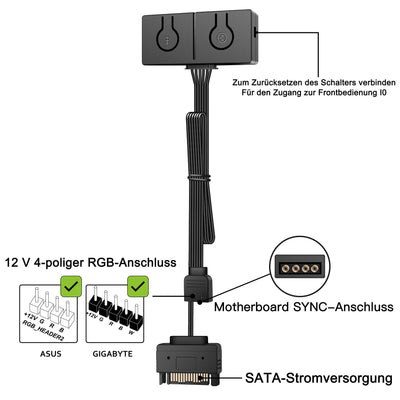 EZDIY-FAB RGB Konverter 12V RGB zu 5V ARGB Transfer Hub mit 3-Wege Splitter,Motherboard mit 12V 4Pin Header kann 5V ADD RGB Produkte steuern, Eingebaute 50 Farbmodi