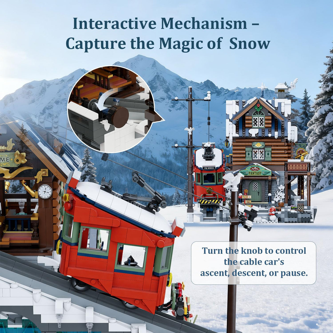 PANTASY Summit Cabin Bauset für Erwachsene, detailreiche Berghütte mit Holzoptik & Winterelementen, kreatives Architektur-Bauspielzeug für Fans von Landschaftsmodellen & entspannter Konstruktion