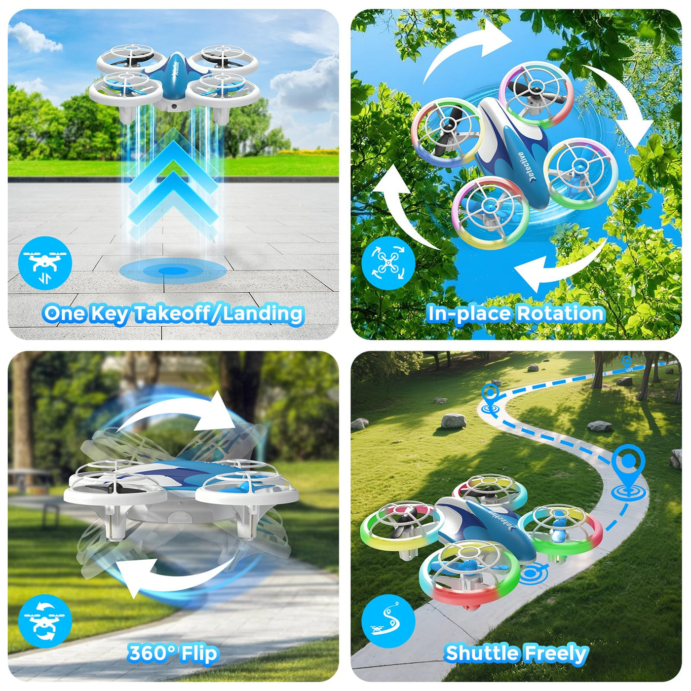 Mini Drohne für Kinder Anfänger, RC Flugzeug Spielzeug Drone mit kühlen LED Lichter, Quadrocopter mit 3D Flips & 3 Akkus, 30 Min Flugzeit, Lustige Geschenk für Jungen und Mädchen