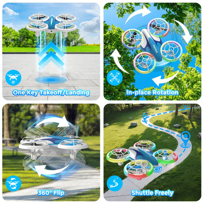 Mini Drohne für Kinder Anfänger, RC Flugzeug Spielzeug Drone mit kühlen LED Lichter, Quadrocopter mit 3D Flips & 3 Akkus, 30 Min Flugzeit, Lustige Geschenk für Jungen und Mädchen