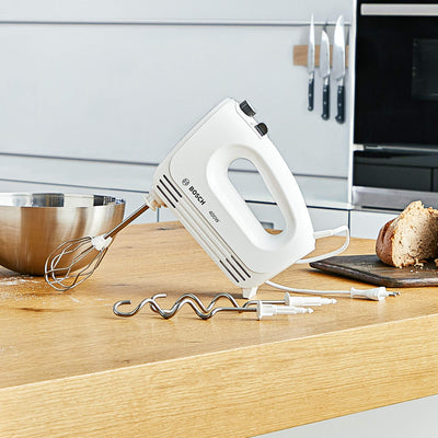Bosch Hausgeräte Handrührer CleverMixx MFQ24200, 2 Rührbesen, 2 spülmaschinengeeignet, 4 Stufen, leicht, leise, 400 W Weiß/Edelstahl