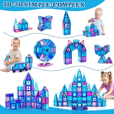 Magnetische Bausteine 102 Teile Magnetbausteine Spielzeug ab 3 Jahre Magnete Kinder Magnetspielzeug Mit Riesenrad/2 Autos Montessori Kinderspielzeug ab 3 4 5 6 7 8 9+ Jahre Junge Mädchen Geschenke