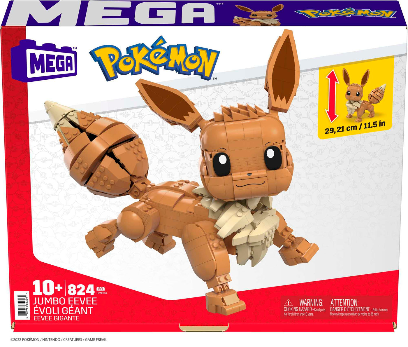 MEGA Construx GMD34 - Pokémon Jumbo Evoli (30cm), Bauset mit beweglicher Figur, Spielzeug ab 10 Jahren