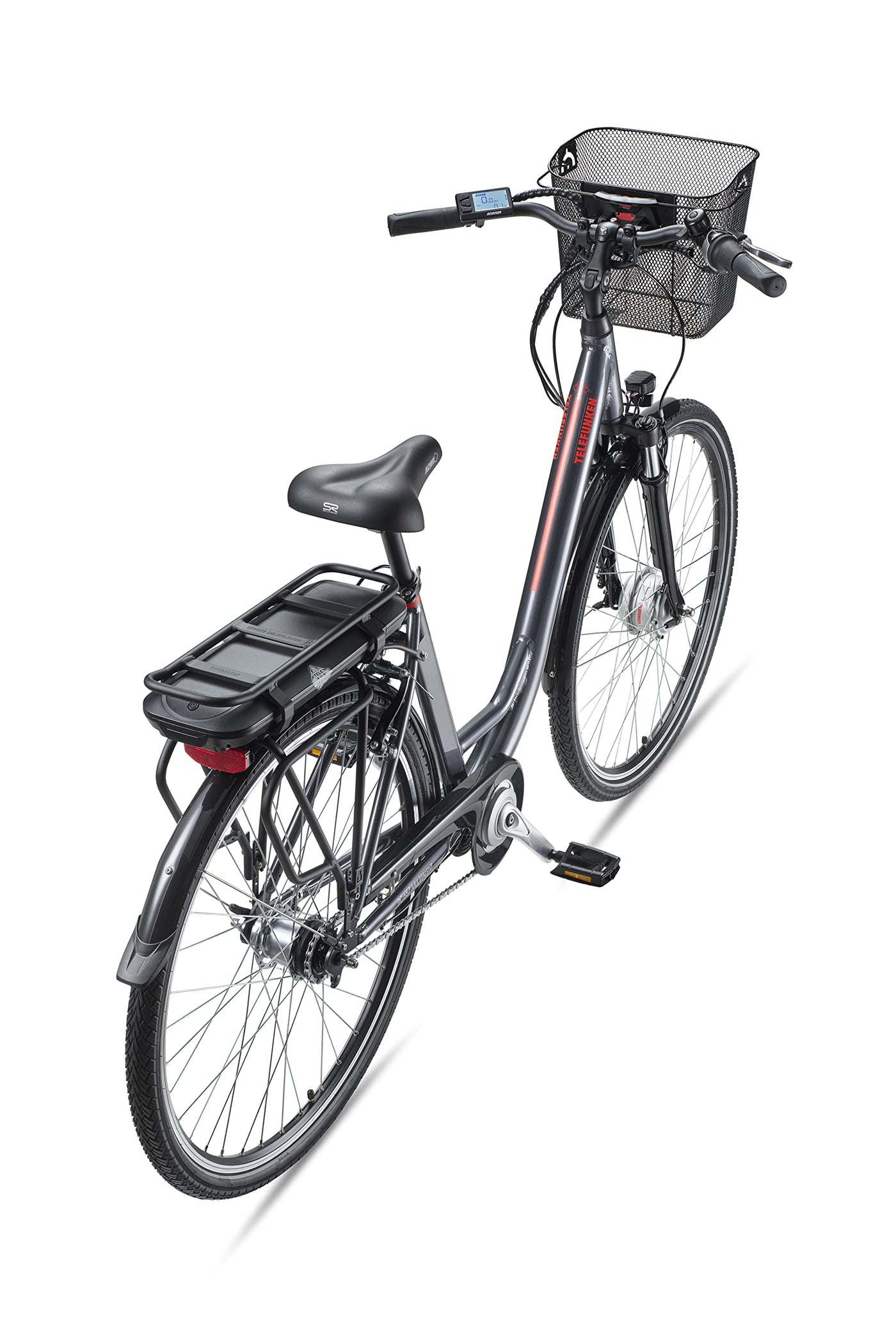 TELEFUNKEN E-Bike Elektrofahrrad Alu, mit 7-Gang Shimano Nabenschaltung, Pedelec Citybike leicht mit Fahrradkorb, 250W und 13Ah, 36V Lithium-Ionen-Akku, 28 Zoll, RC657 Multitalent anthrazit