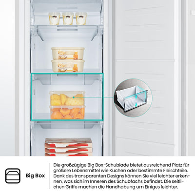 Hisense FV191N4AW2 Gefrierschrank/ TotalNoFrost/ SuperFreeze/ Türalarm/ Multiflow 360°/ BigBox/ 143,4 cm/ Gefrierteil 147 l/ 41 dB/ 205 kWh/Weiß