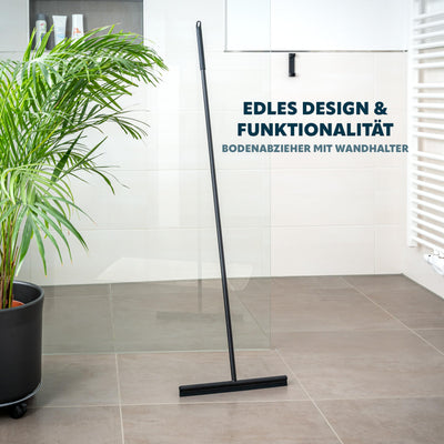 bremermann Bodenabzieher, Fensterabzieher mit Wandhalter, aus Edelstahl und Silikon (Schwarz)