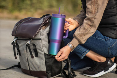 Milu Thermobecher 1200ml mit Strohhalm und Henkel – 48h Eis/24h kalt/12h heiß Edelstahl Tumbler 40oz mit Griff - Isolierbecher to go - Isolierflasche Trinkflasche doppelwandig isoliert (Aurora, 1,2L)