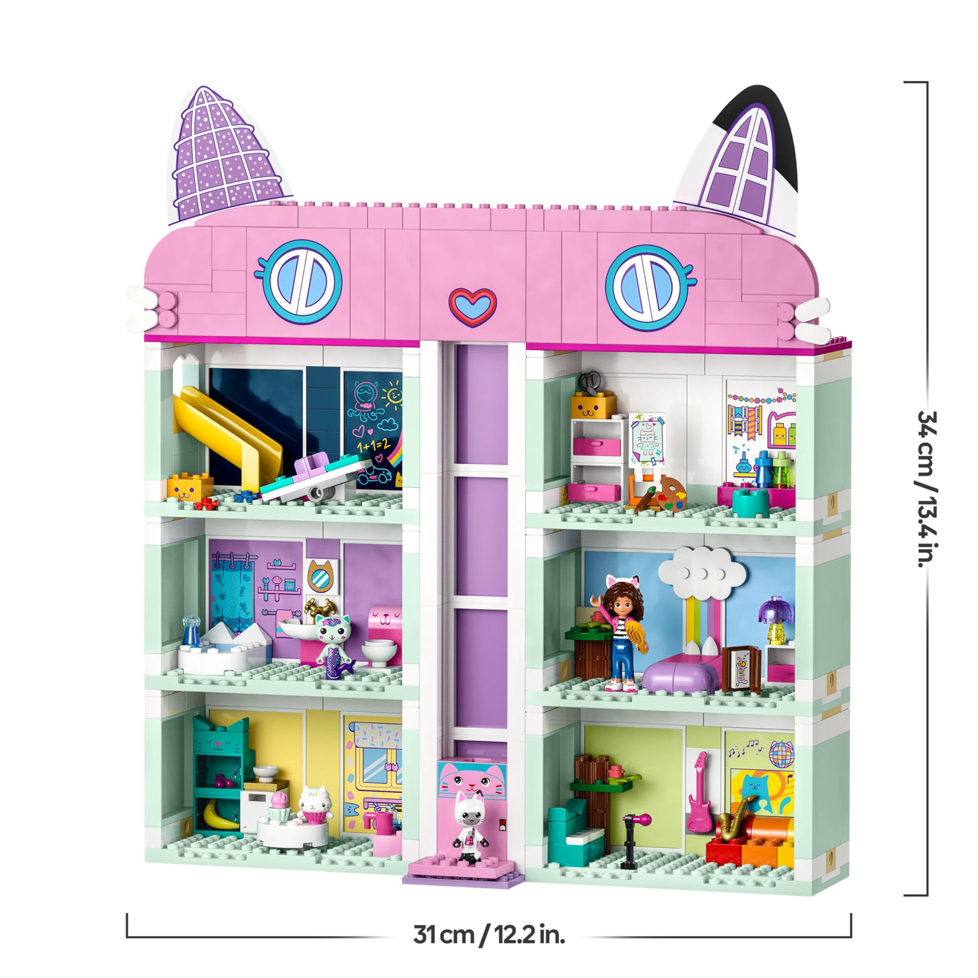 LEGO Gabby's Puppenhaus Spielzeug - 4-stöckiges Puppenhaus mit Gabby, Pfötchen-Panda, MeerMieze und Kuchen-Katze Minifiguren und Zubehör - Geschenk für Mädchen und Jungen ab 4 Jahren - 10788