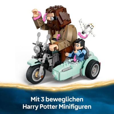 LEGO Harry Potter Hagrids und Harrys Motorradtour – Spielzeug mit Motorrad, Beiwagen & Eule Hedwig – Mit Minifiguren zum Sammeln – Kreatives Geschenk für Mädchen und Jungen ab 9 Jahren – 76443