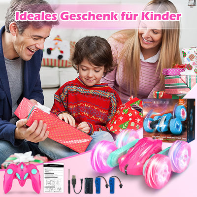 Rodzon Ferngesteuertes Auto Crawler 3 4 5 6 7 8 9+ Jahre Mädchen Spiele RC Auto mit LED Blinken Spielzeug Mädchen Geschenke Kinder Toy 2.4Ghz 4WD 360° Flip RC Car mit 2 Aufladbarer Batterien (Rosa)