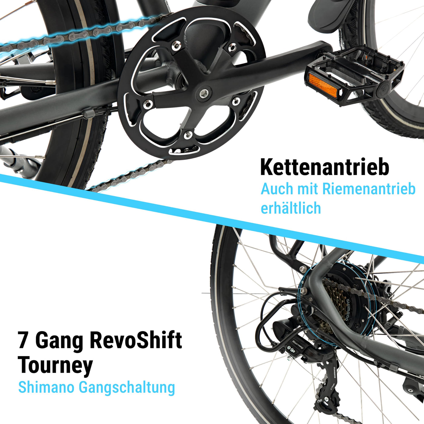 AsVIVA E-Bike BC1-C 28 Zoll – Pedelec Elektrofahrrad mit 250W Bafang Heckmotor, 10,5Ah Akku, 7-Gang Kettenschaltung, hydraulische Scheibenbremsen, LED-Beleuchtung, USB-Ladefunktion