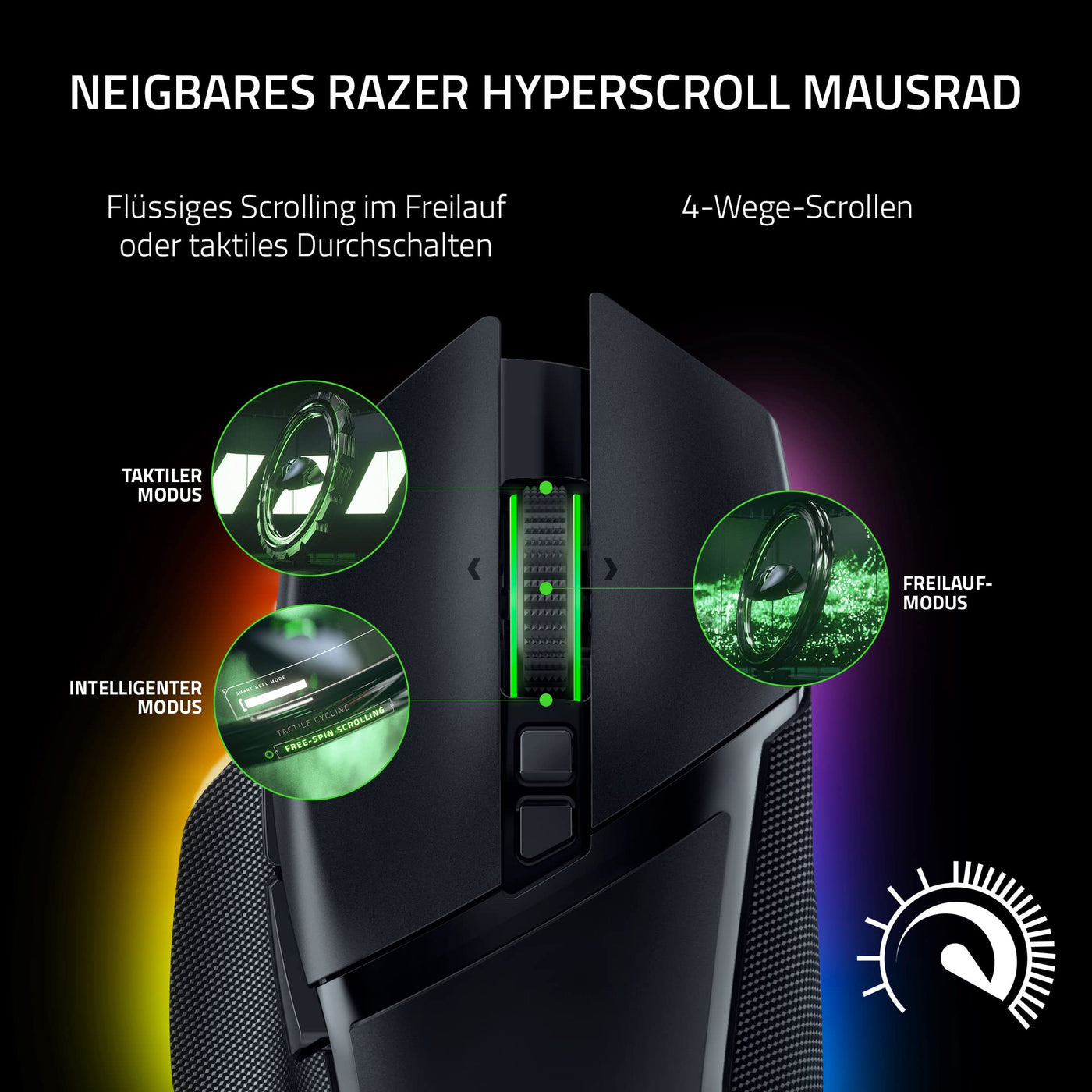 Razer Basilisk V3 Pro - Anpassbare kabellose Gaming-Maus HyperScroll Tilt Wheel (Focus Pro 30K Optischer Sensor, 13-Zonen Chroma-Beleuchtung, 10+1 Programmierbare Tasten) Schwarz
