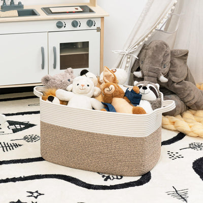 TIMEYARD Wäschekorb, Korb Aufbewahrung, Faltbarer Wäschekorb, Aufbewahrungskorb für Baby Spielzeug, Square Laundry Baskets, Korb Aufbewahrung für Decken, kissen, Gästehandtuchkorb, 65L, Weiß und Braun