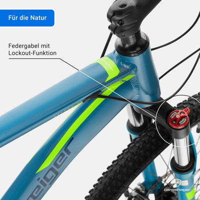 Bergsteiger Makalu 26, 29 Zoll Mountainbike Aluminium, geeignet ab 150 cm, Scheibenbremse, 21 Gang-Schaltung, Hardtail, Jungen-Fahrrad & Herren-Fahrrad