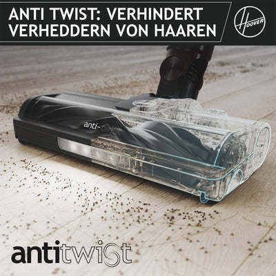 Hoover HF1 Plus [HF1PZ10H] Akku Staubsauger kabellos mit XL Staubbehälter & LED, bis zu 45min Laufzeit, für alle Bodenarten, Anti Twist gegen Haarverwicklung, Akkusauger mit Parkfunktion, 0.7L