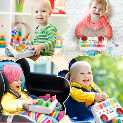 Montessori Spielzeug ab 1 Jahr-Kinderspielzeug ab 1 Jahre Musik Babyspielzeug ab 1 Jahre mit Licht & Klang Schlüsseltier Motorikspielzeug Musikspielzeug Geschenke Spiel ab 1 2 Jahr Mädchen Junge