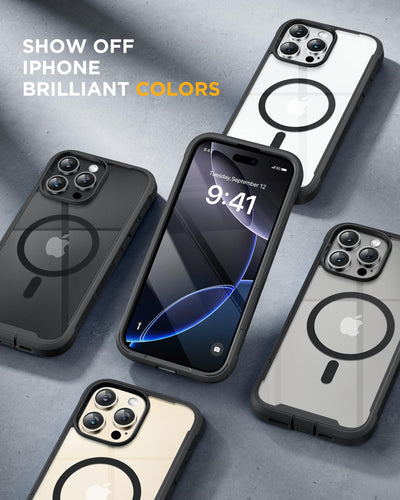 Miracase 360 Grad für iPhone 16 Pro Max Hülle mit Magsafe, Eingebaut Glas Schutzfolie, Komplettschutz HandyHülle Magnetisch Stoßfest Case für iPhone 16 ProMax Schutzhüllen 6,9 Zoll, Schwarz