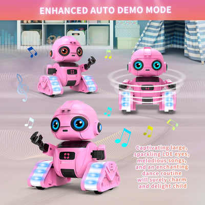 Dzxlin Roboter Spielzeug für Kinder – Wiederaufladbar, LED-Augen und Musik, RC-Roboter mit Gestensensor für ab 3 4 5 6 7 8 9 10 Jahre Jungen Geschenk （Rosa）