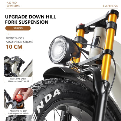 CEAYA Ebike Herren Damen Elektrofahrrad A20 PRO E-Bike Mountianbike 20 Zoll mit 48V20AH,7 Gang,Doppel federung Doppelscheibenbremse,Fat e Bike