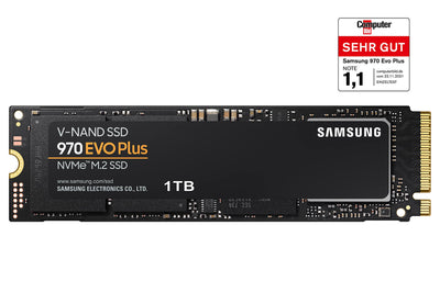 Samsung 970 EVO Plus NVMe M.2 SSD, 1 TB, PCIe 3.0, 3.500 MB/s Lesen, 3.200 MB/s Schreiben, Interne SSD für Gaming und Grafikbearbeitung, MZ-V7S1T0BW