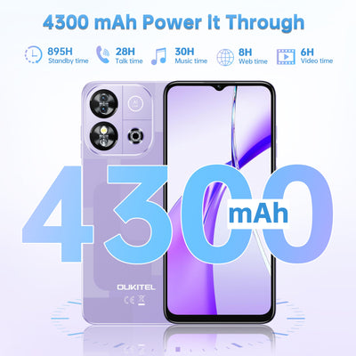 OUKITEL C57S Android 14 Smartphone Ohne Vertrag 4G - 8GB+64GB/128GB Handy Günstig, Octa Core, 6,52 Zoll HD+, 4300mAh Handy Ohne Vertrag, 4G Dreifache SLM Simlockfreie Handys 2 Jahre Garantie - Gold