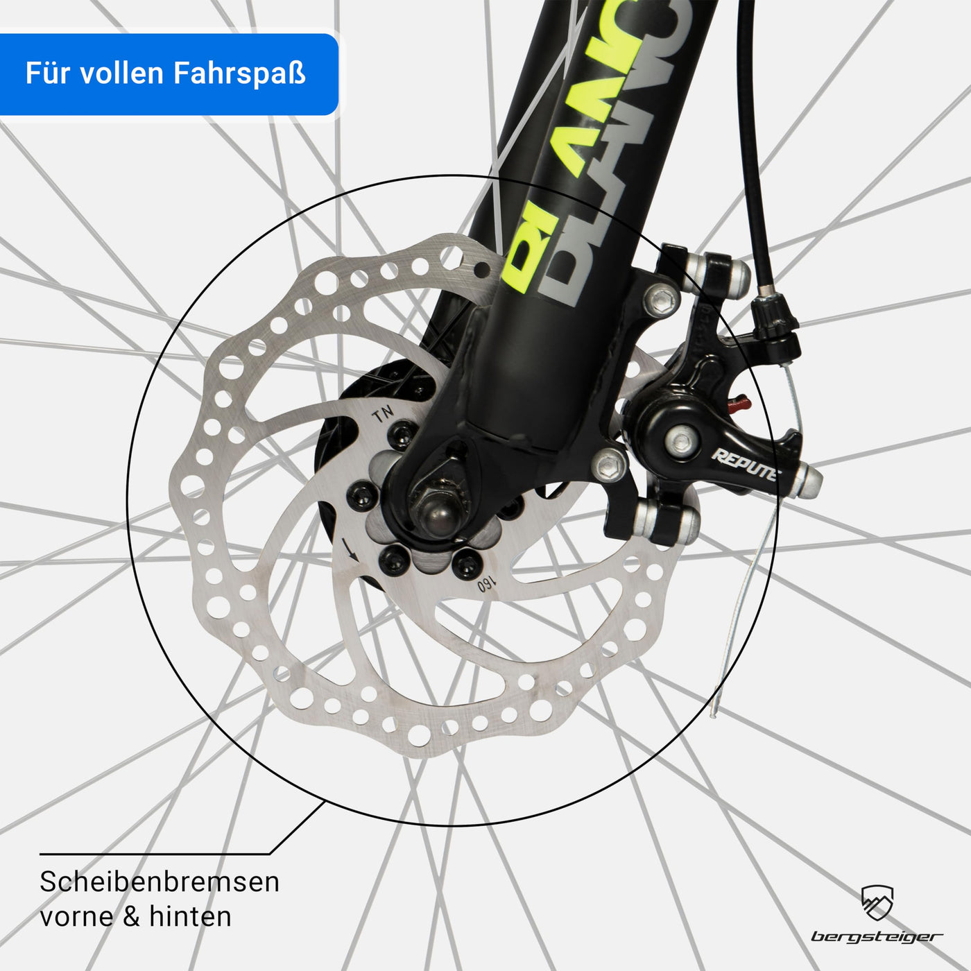 Bergsteiger Broome 24, 26 Zoll Kinderfahrrad, Shimano 21 Gang-Schaltung, StVZO, Mountainbike mit Vollfederung, Scheibenbremsen & Dynamo-Licht, geeignet für 8, 9, 10, 11, 12, 13 Jahre, Jungen & Mädchen